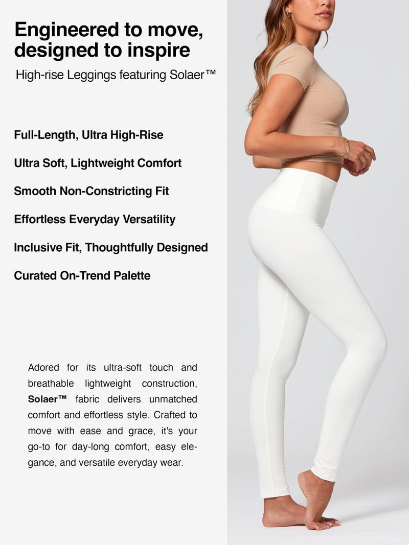 Conceited Leggings for Women - Tummy Control - 5" Waistband - Regular and Plus Size - White - Small - Medium - Image 2